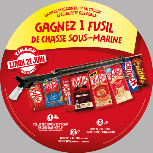 KitKat Wobbler Stop-rayon OP WIN Gagnez un fusil Tablettes Kit Kat PLV