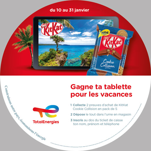 KitKat Wobbler Stop-rayon OP WIN Gagnez un ipad Tablette Kit Kat PLV Trade TE Total Energies