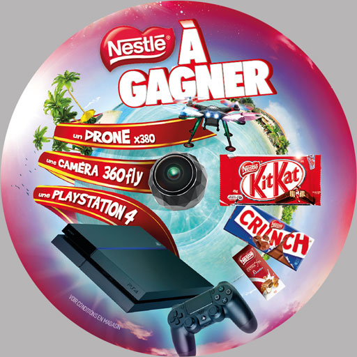 KitKat Wobbler Stop-rayon OP WIN Gagnez Drone Camera 360 Fly PlayStation Kit Kat PLV Trade Crunch