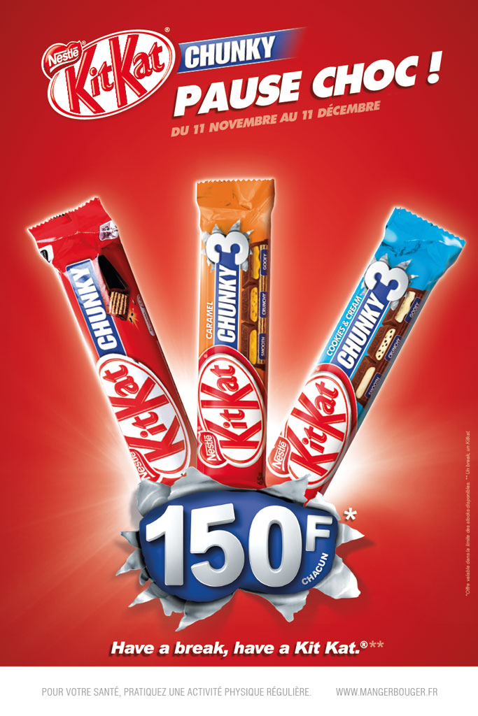 KitKat Chunky 3 Pause Choc 150 Francs Offre valable dans la limite des stocks disponibles