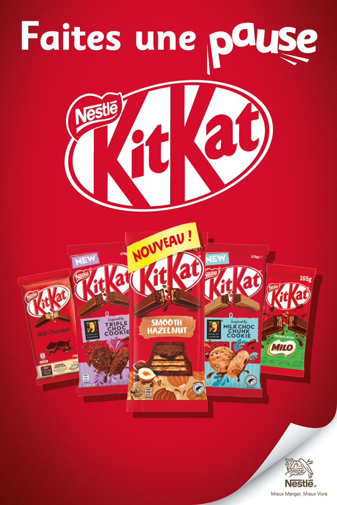 KitKat Nouveau New Smooth Hazelnut Noisettes Triple Milk Choc Cookie Milo Chocolat au lait