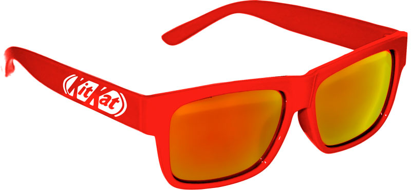 KitKat Lunettes de soleil rouges Goodies Publicité par l'objet Piscine Mer Plage pause Break UV Shades Red Sunglasses Monture 