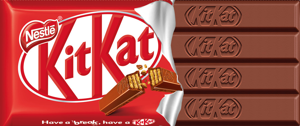 Hace a break, have a KitKat 4 fingers, packaging ouvert avec barres de chocolat Kit Kat