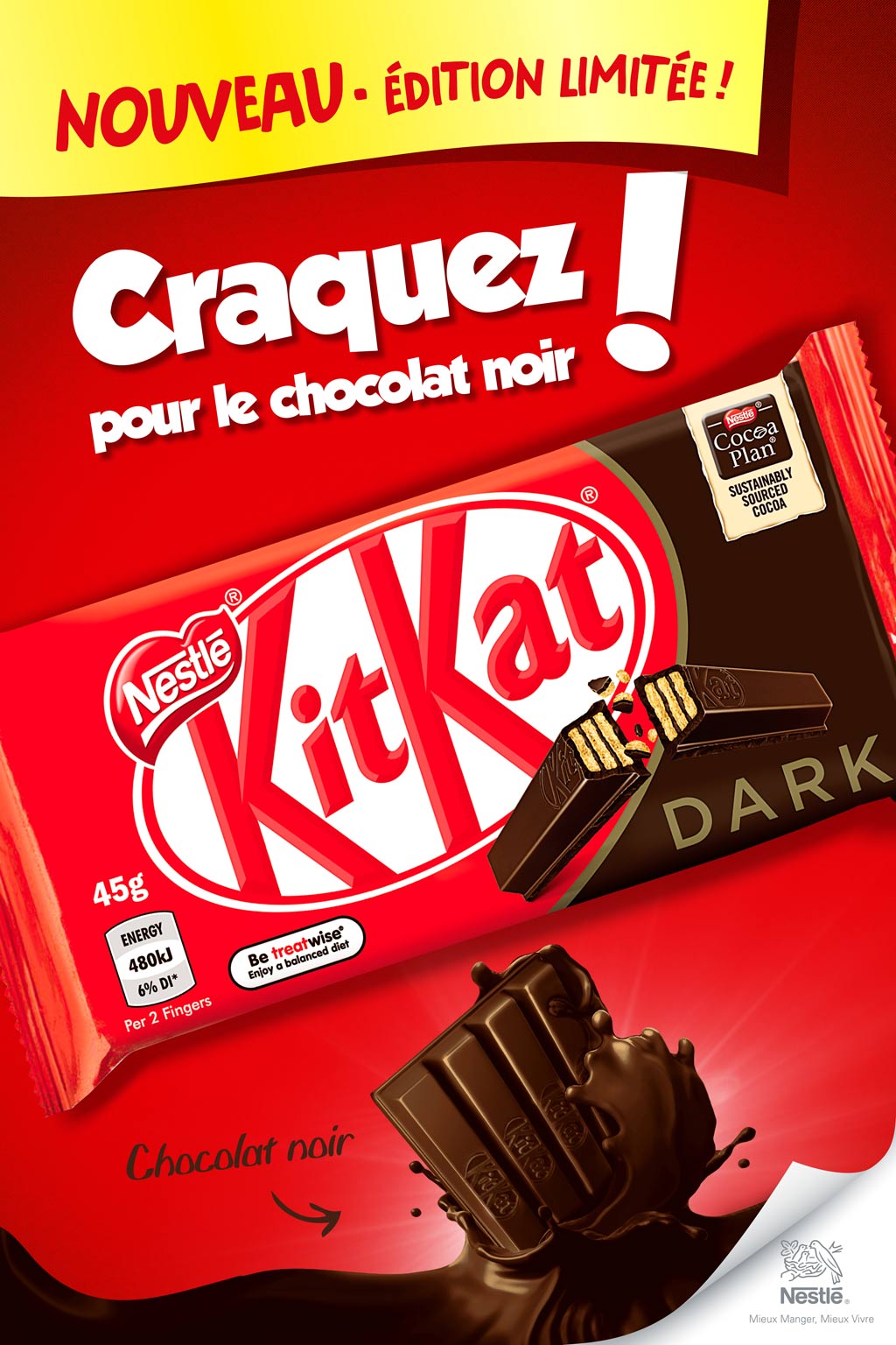 Nouveau KitKat Dark Chocolat Noir édition Limité New Affiche PLV Poster